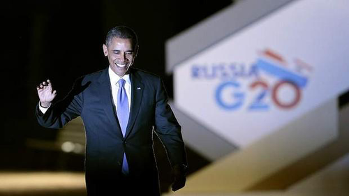 Barack Obama, jeudi, à son arrivée au G20