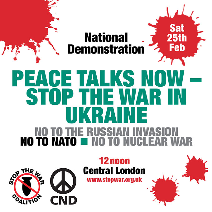 Peace talks now - stop the war in Ukraine