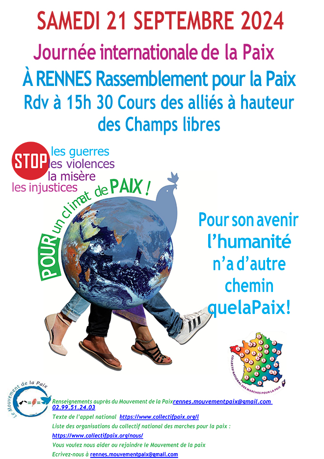 affiche marche paix Rennes Septembre 2024