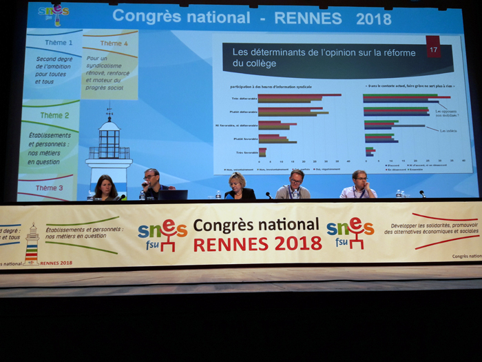 Mouvement de la paix au congres du SNES-FSU Rennes 2018